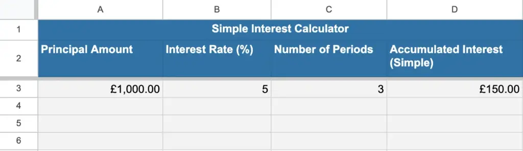 Simple Interest Calculator Spreadsheet